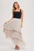 TIERED RUFFLE MAXI SKIRT